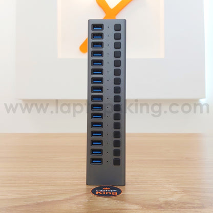 16-port usb hub, port hub, usb splitter, individual switches, data transfer main cable, USB 3.0, DC 12V, 1.2m adapter cord