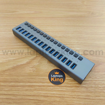16-port usb hub, port hub, usb splitter, individual switches, data transfer main cable, USB 3.0, DC 12V, 1.2m adapter cord