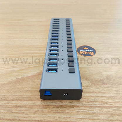 16-port usb hub, port hub, usb splitter, individual switches, data transfer main cable, USB 3.0, DC 12V, 1.2m adapter cord