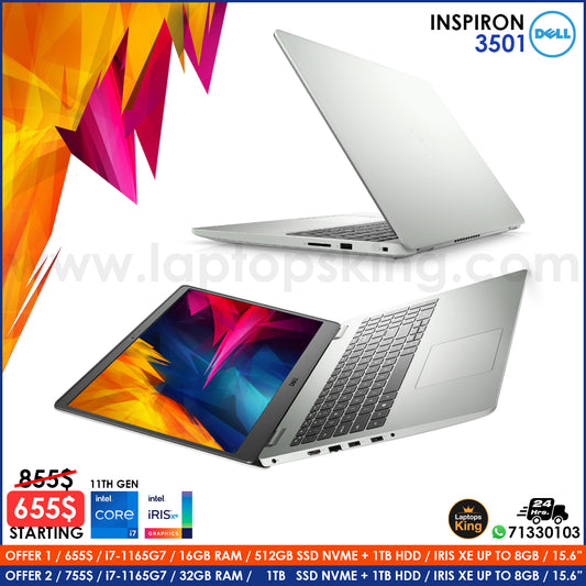 Dell Inspiron 3501 Silver i7-1165G7 VGA Iris Xe Laptop Offers (New Open Box)