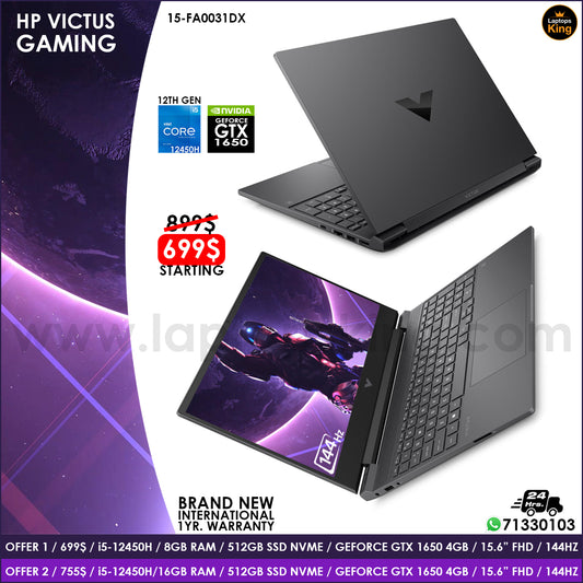 HP Victus 15-FA0031DX Core i5-12450H Gtx 1650 144Hz Gaming Laptop Offers (Brand New)