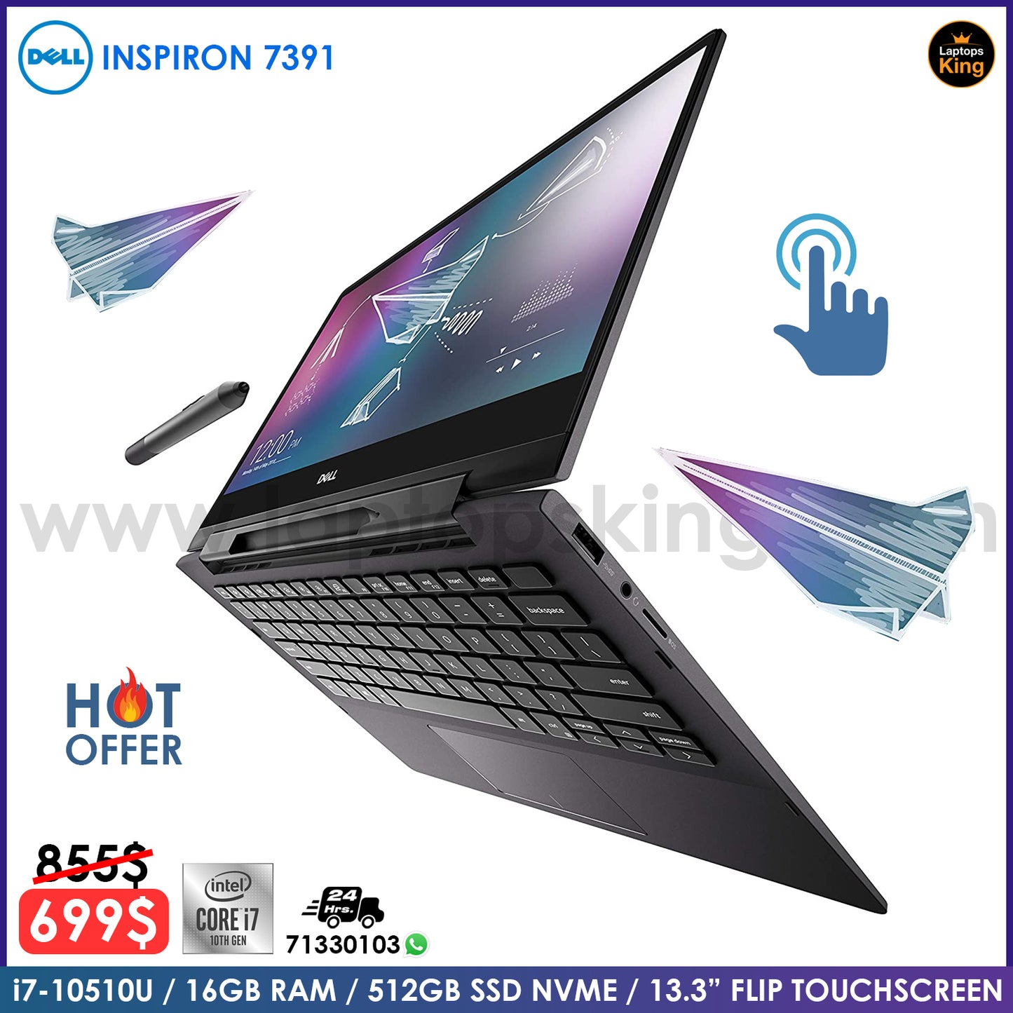 Dell Inspiron 7391 2in1 i7-10510u Black Laptop (Open Box)