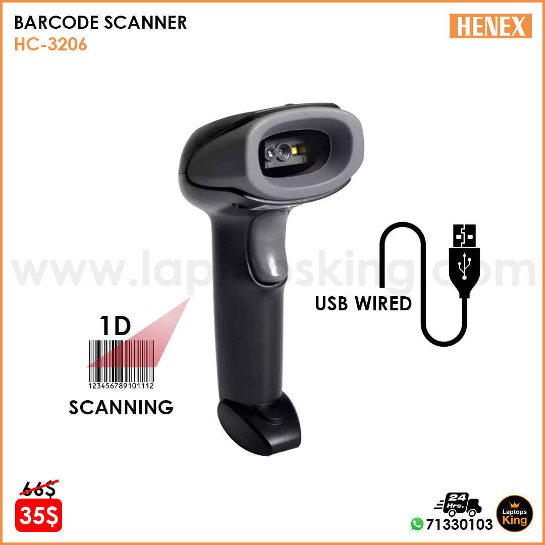 Henex Hc-3206 Usb Wired 1d Barcode Scanner / Reader