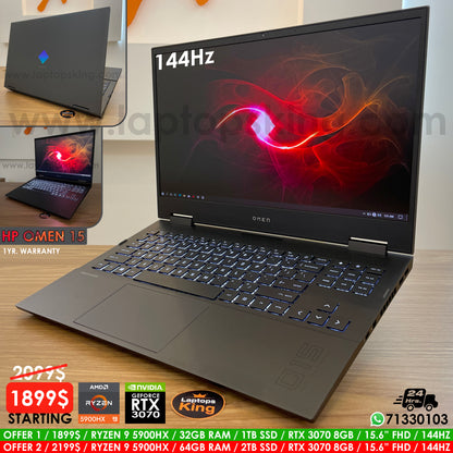 HP Omen 15-EN1 Ryzen 5900HX RTX 3070 Gaming Laptop Offers (Brand