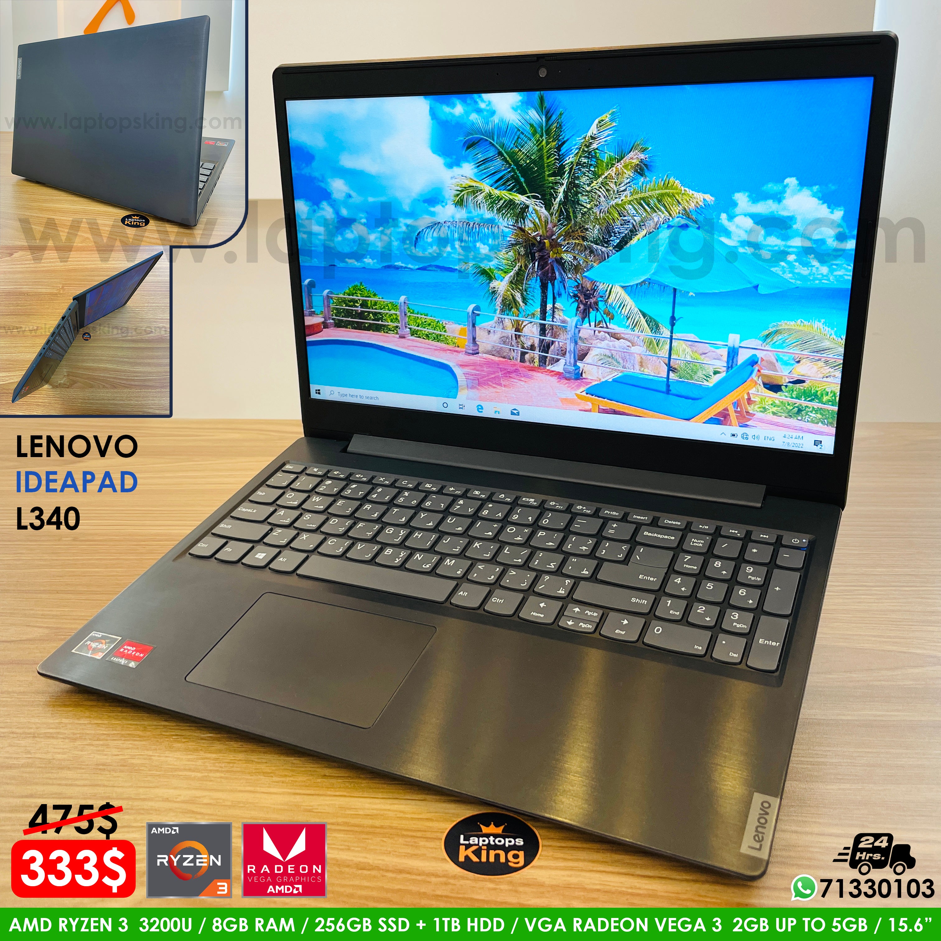 Lenovo IdeaPad L340 81LW Ryzen 3 3200u Radeon Vega 3 (Used Very Clean) –  Laptops King | Lebanon