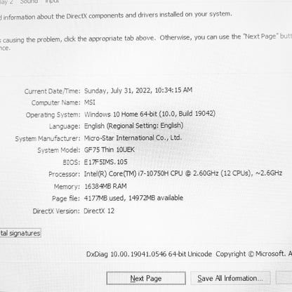 Msi Gf75 Thin 10uek i7-10750H RTX 3060 144Hz 17.3" Gaming Laptop Offers (New)
