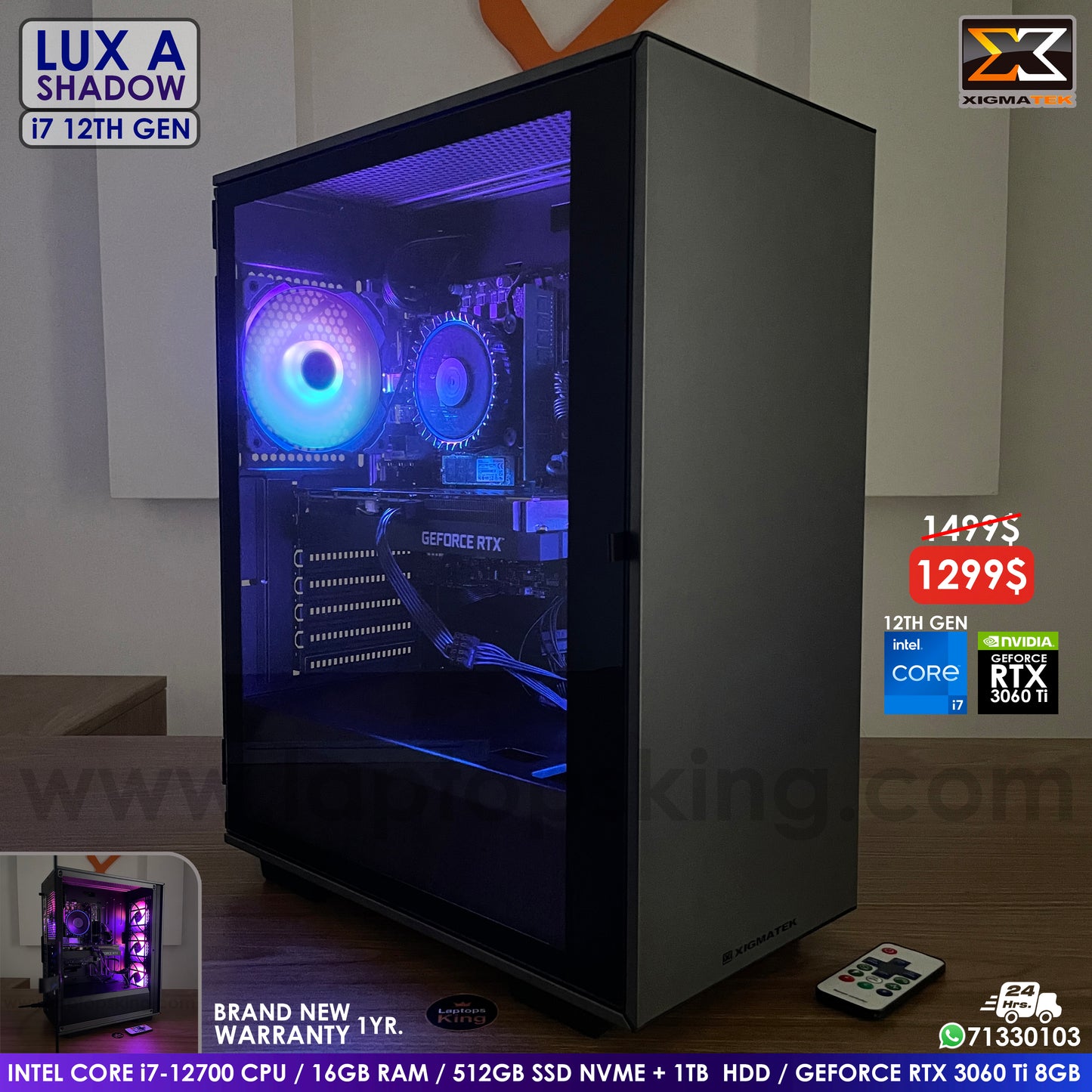 Xigmatek Lux A Shadow Core i7-12700 Rtx 3060 Ti Gaming Desktop (Brand New)