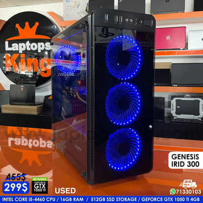 Genesis Irid 300 i5-4460 Gtx 1050 Ti | Blue | Gaming Desktop Computer (Used Very Clean)