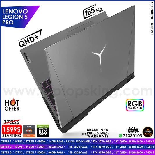 Lenovo Legion 5 Pro 16ACH6H - 82JQ00F9US Ryzen 7 5800h Rtx 3070 165Hz 16" Qhd+ Gaming Laptops (Brand New) Gaming laptop, Graphic Design laptop, best laptop for gaming, best laptop for graphic design, computer for sale Lebanon, laptop for video editing in Lebanon, laptop for sale Lebanon, best graphic design laptop,	best video editing laptop, best programming laptop, laptop for sale in Lebanon, laptops for sale in Lebanon, laptop for sale in Lebanon, buy computer Lebanon, buy laptop Lebanon.