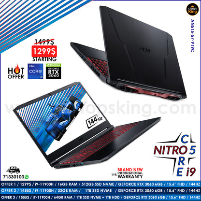 Acer Nitro 5 AN515-57-919C i9-11900H RTX 3060 144HZ Gaming Laptop Offers (Brand New) Gaming laptop, Graphic Design laptop, best laptop for gaming, Best laptop for graphic design, computer for sale Lebanon, laptop for video editing in Lebanon, laptop for sale Lebanon, Best graphic design laptop,	Best video editing laptop, Best programming laptop, laptop for sale in Lebanon, laptops for sale in Lebanon, laptop for sale in Lebanon, buy computer Lebanon, buy laptop Lebanon.